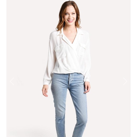 Brochu Walker Cream Crossover Blouse - Picture 3 of 6